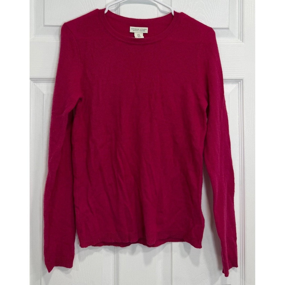 Adrienne Vittadini 100%Cashmere Sweater Womens Small Magenta Pink 2-Ply Crewneck